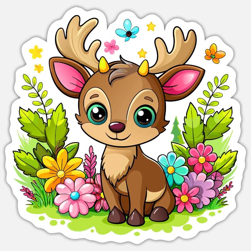 Mignon bébé orignal - Sticker taille S (10 x 10 cm) - blanc mat