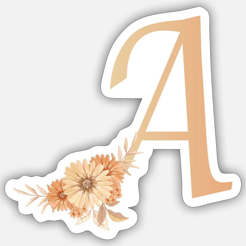 Lettre A avec des fleurs - Sticker taille S (10 x 10 cm) - blanc mat