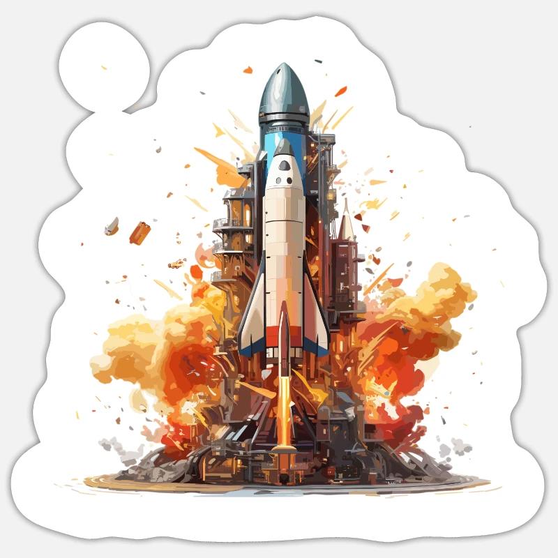 Lancement de fusée Sticker taille S (10 x 10 cm)