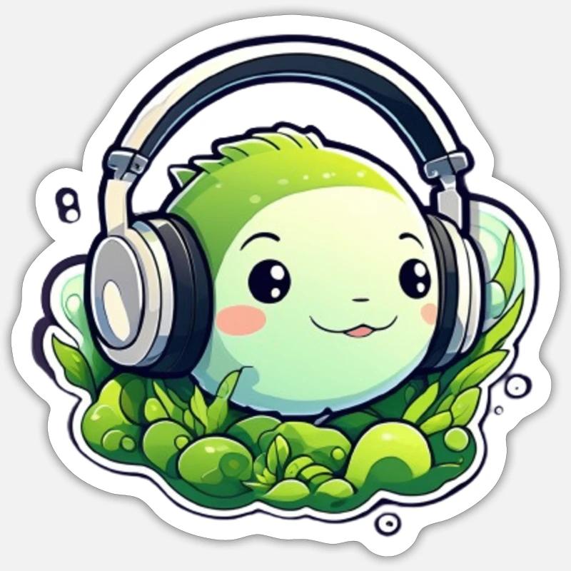 gaming fish with headset - Sticker Größe S (10 x 10 cm) - Mattweiß