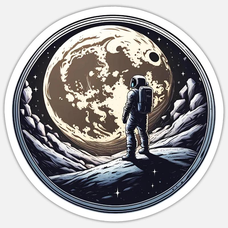 Moon man - Sticker size S (10 x 10 cm) - white matte