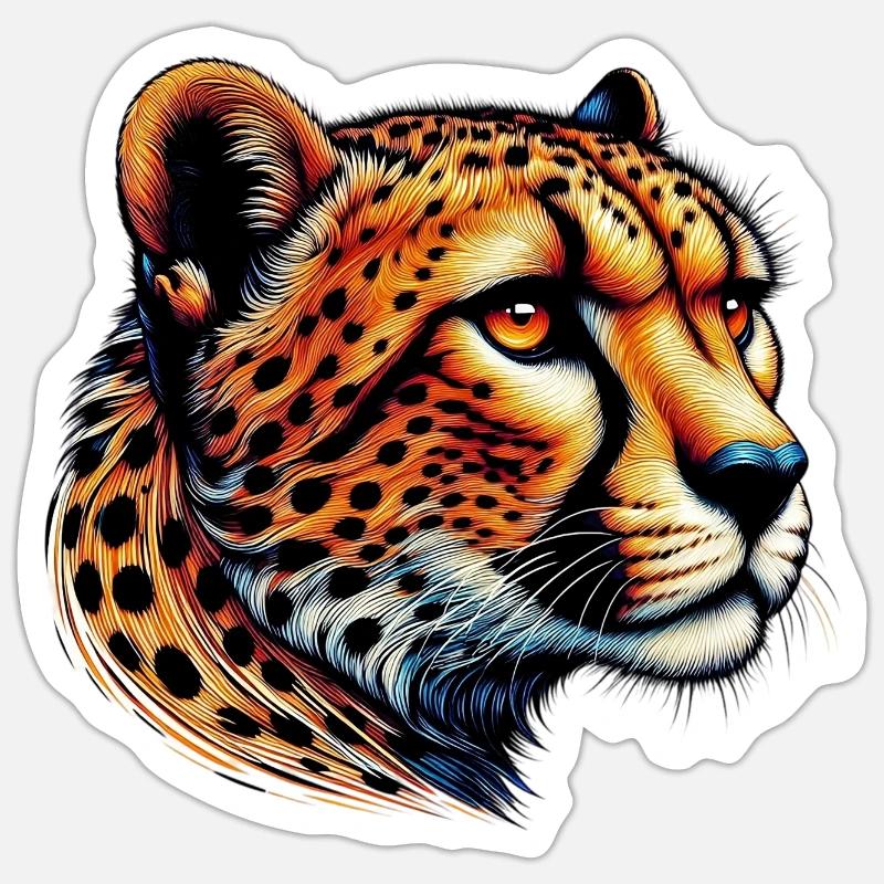 Guépard - Sticker taille S (10 x 10 cm) - blanc mat