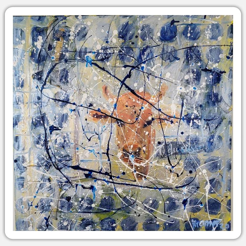 Portrait abstrait d’animal avec vache Sticker taille S (10 x 10 cm)