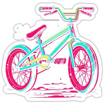 BMX Bike Vaporwave - Sticker size S (10 x 10 cm) - white matte - Front
