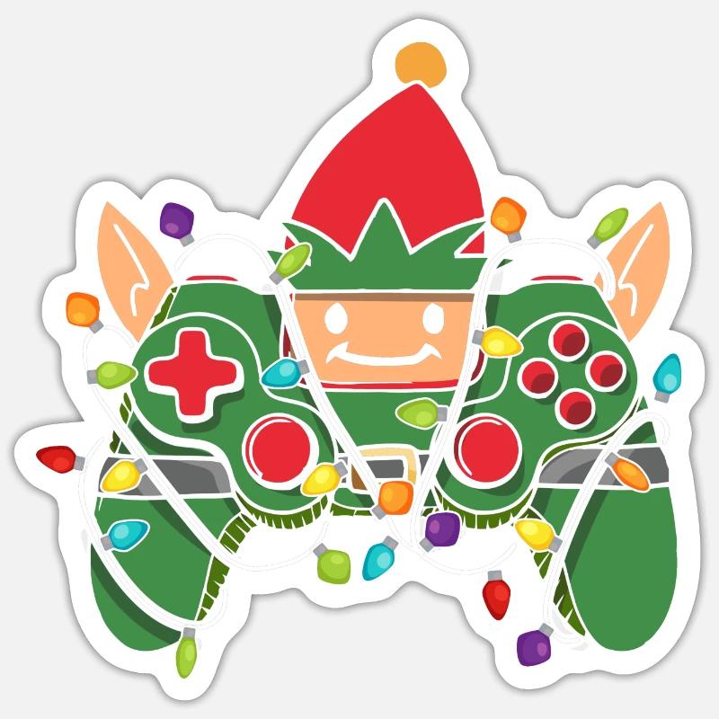 Christmas Gaming Controller - Sticker Größe S (10 x 10 cm) - Mattweiß