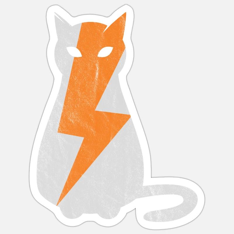 Cat lightning strike - Sticker size S (10 x 10 cm) - white matte