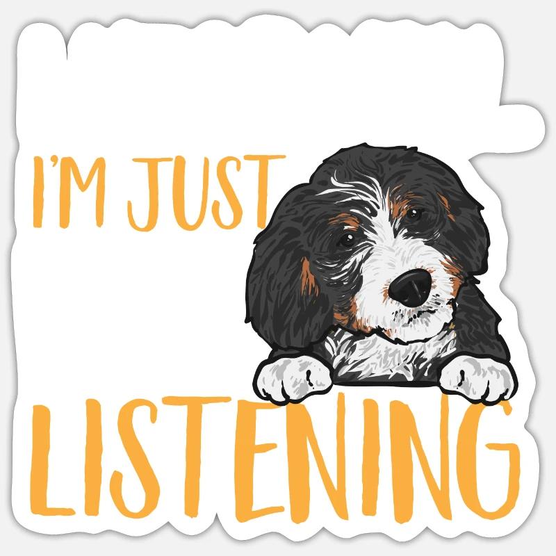 Bernedoodle Hund - Sticker Größe S (10 x 10 cm) - Mattweiß