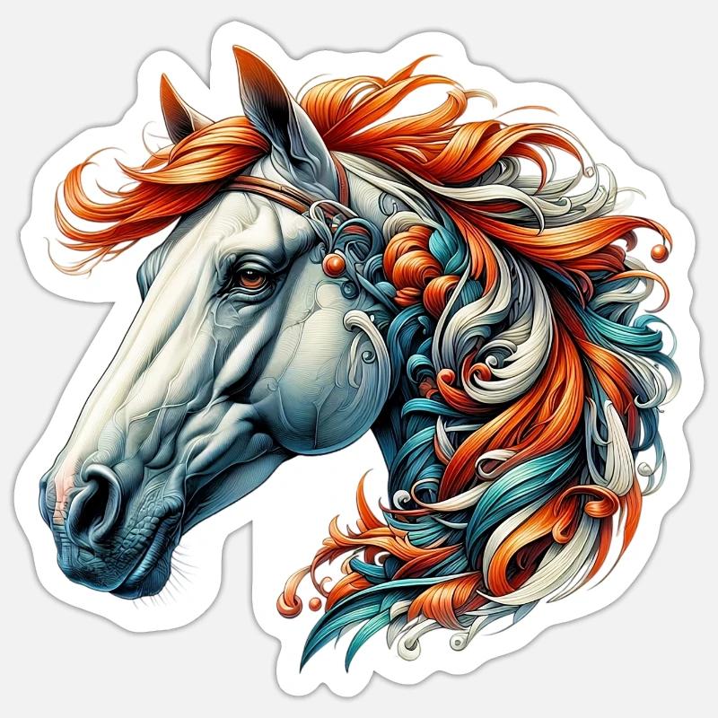 Pferd - Sticker Größe S (10 x 10 cm) - Mattweiß