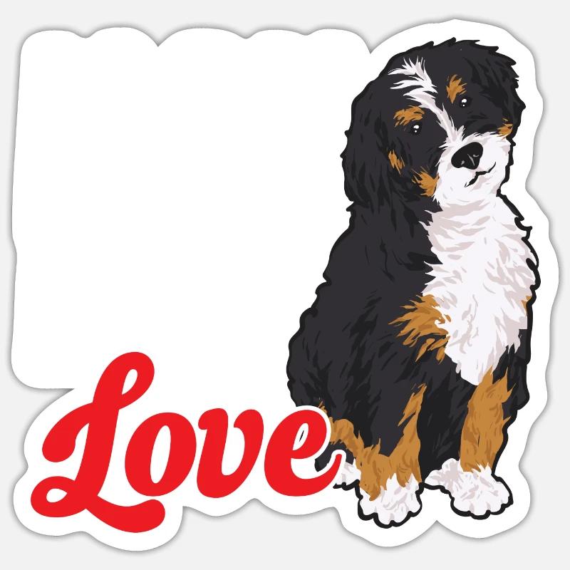 Bernedoodle Hund - Sticker Größe S (10 x 10 cm) - Mattweiß