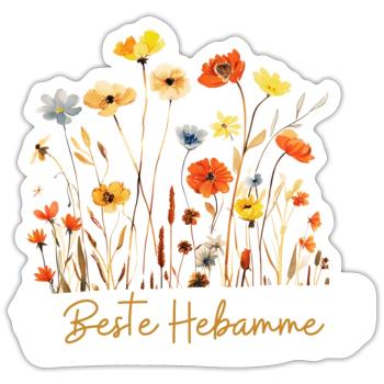 Beste Hebamme! Personalisierbares Design - Sticker Größe S (10 x 10 cm) - Mattweiß - Vorne