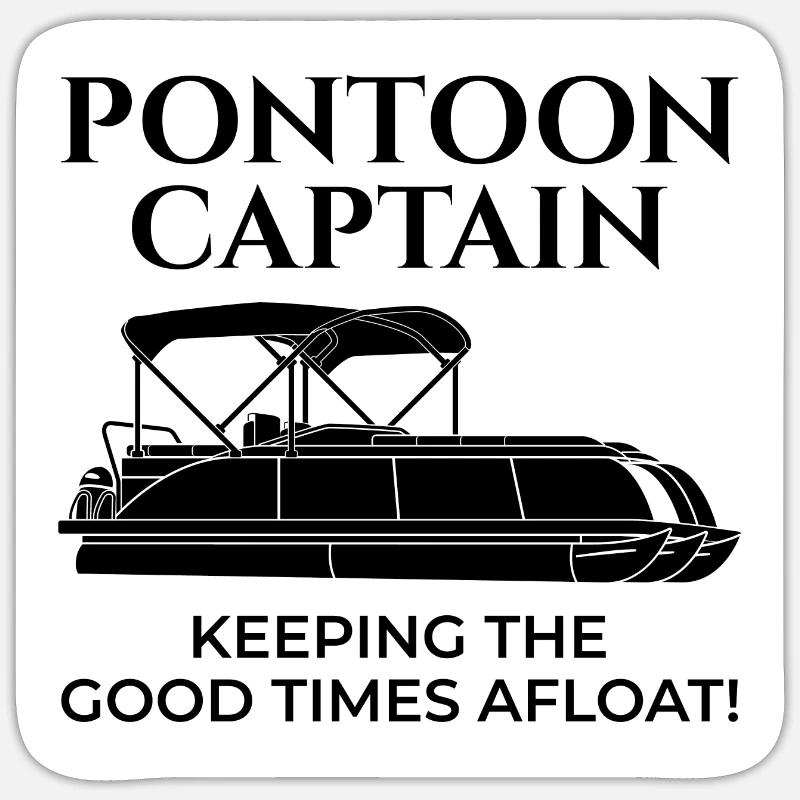Ponton Bateau Capitaine Navigation De Croisière Pêche Drôle - Sticker taille S (10 x 10 cm) - blanc mat