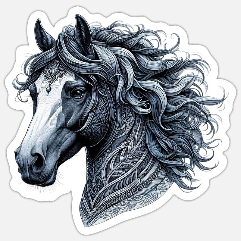 Cheval - Sticker taille S (10 x 10 cm) - blanc mat