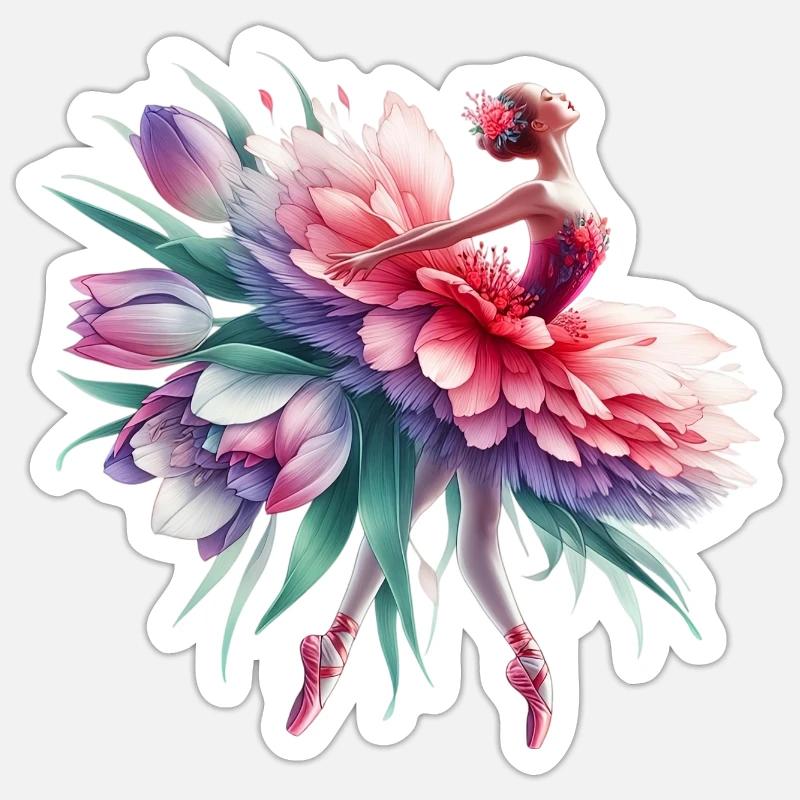 Danseuse de ballet avec tutu - Sticker taille S (10 x 10 cm) - blanc mat