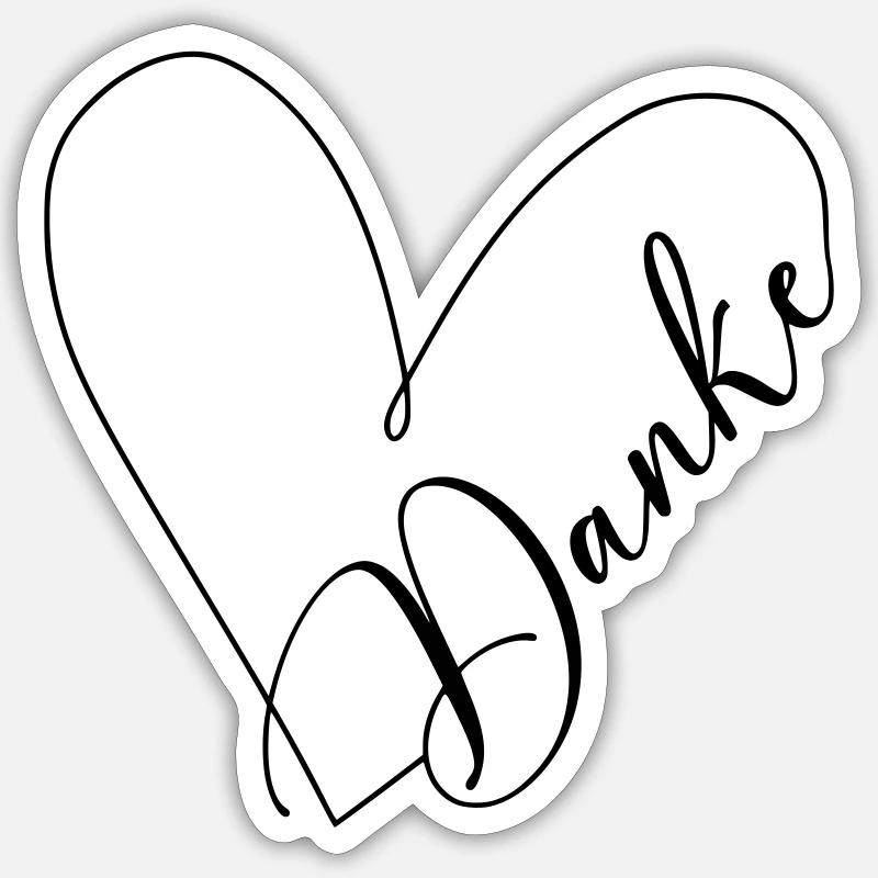 Danke Herz - Sticker Größe S (10 x 10 cm) - Mattweiß