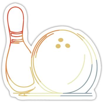 Bowlingkugel und Pin Skizze - Sticker Größe S (10 x 10 cm) - Mattweiß - Vorne