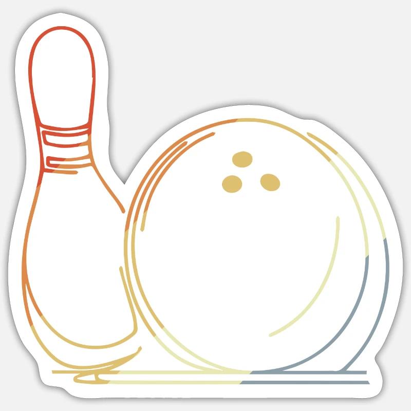 Bowling Ball and Pin Sketch - Sticker size S (10 x 10 cm) - white matte
