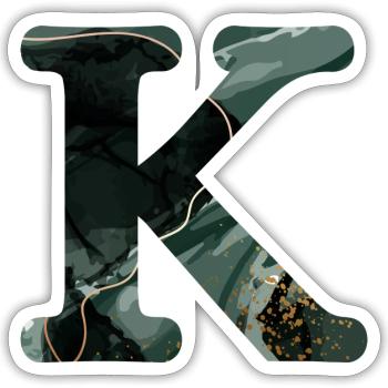 Lettre k marbré vert - Sticker taille S (10 x 10 cm) - blanc mat - Devant