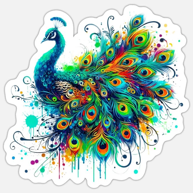 Peacock - Sticker size S (10 x 10 cm) - white matte