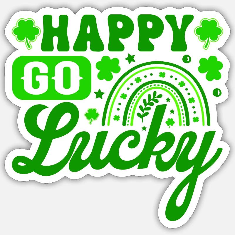 Happy Go Lucky St. Patrick’s Day Script vert mignon Sticker taille S (10 x 10 cm)