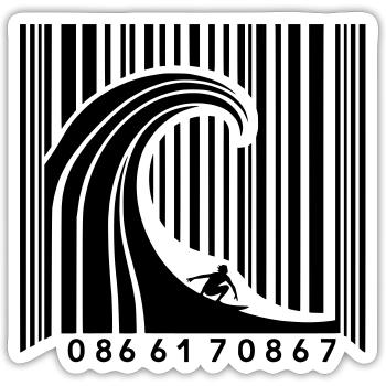 Surf Code - Sticker taille S (10 x 10 cm) - blanc mat - Devant