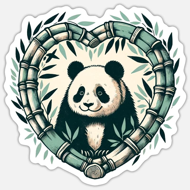 Panda Bear Bamboo - Sticker size S (10 x 10 cm) - white matte