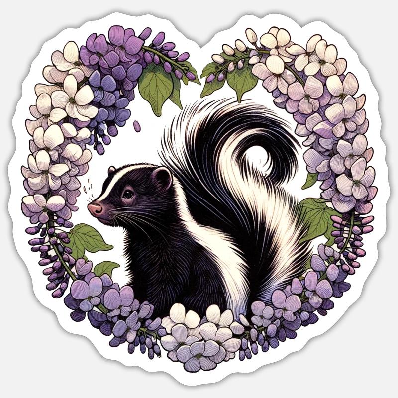 Spring Skunk Lilacs - Sticker size S (10 x 10 cm) - white matte