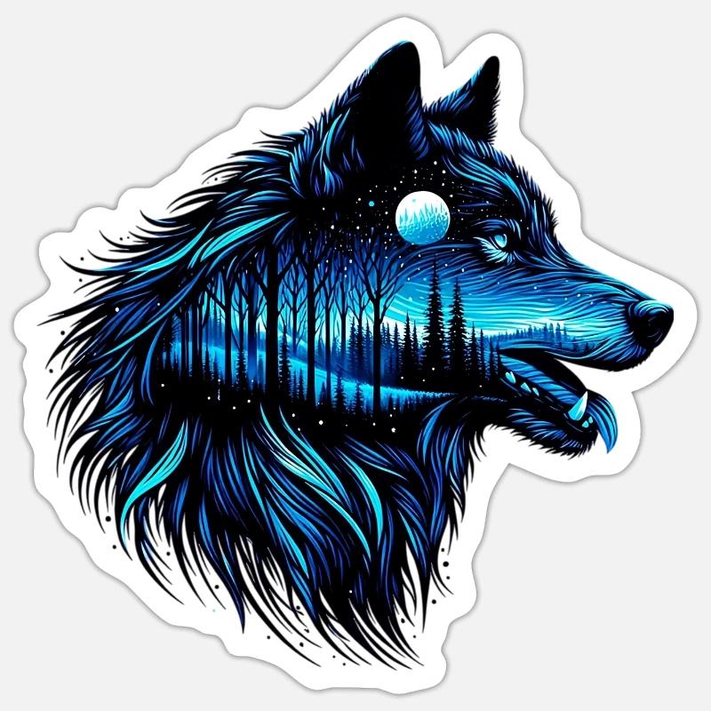 Loup - Sticker taille S (10 x 10 cm) - blanc mat