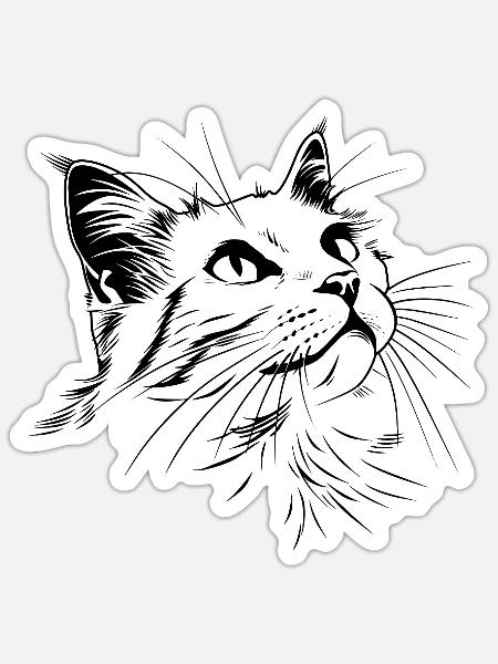Katze, Katzenmotiv, Katzengesicht - Sticker Größe S (10 x 10 cm) - Mattweiß