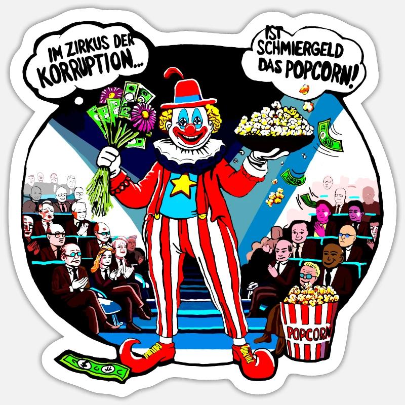 Corruption Clown - Sticker taille S (10 x 10 cm) - blanc mat