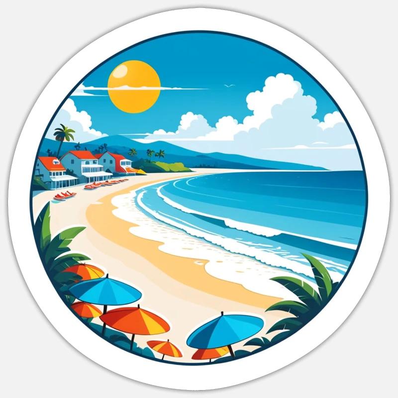 plage vacances soleil mer - Sticker taille S (10 x 10 cm) - blanc mat