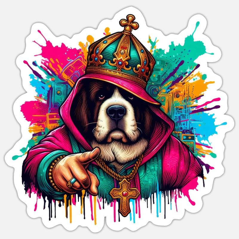 Hl. Bernhard, der König - Sticker Größe S (10 x 10 cm) - Mattweiß