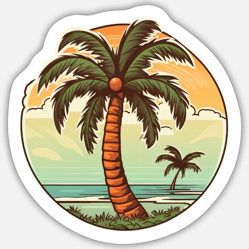 Palm tree with a single coconut Sticker size S (10 x 10 cm)