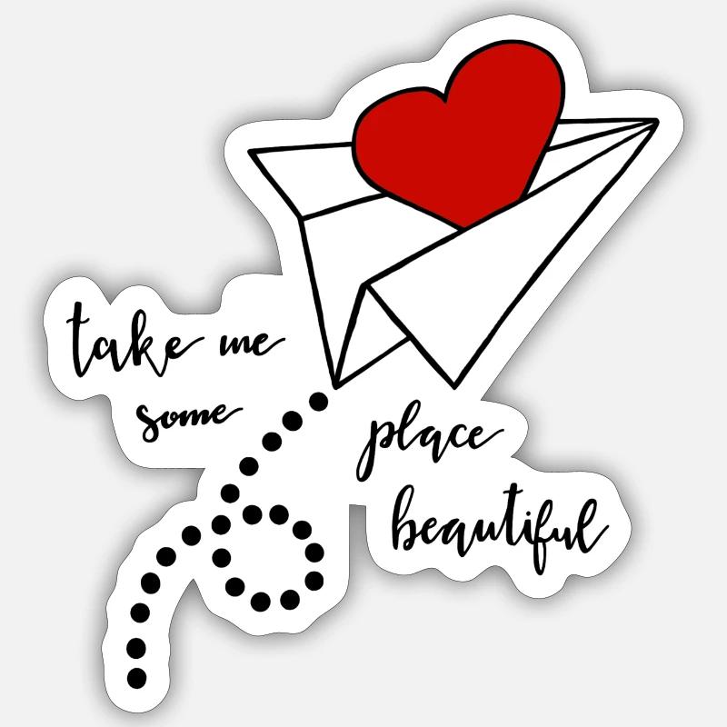 coeur d’avion - Sticker taille S (10 x 10 cm) - blanc mat