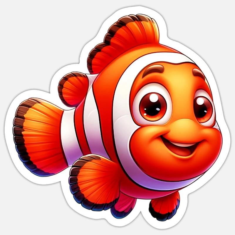 Clownfisch - Sticker Größe S (10 x 10 cm) - Mattweiß