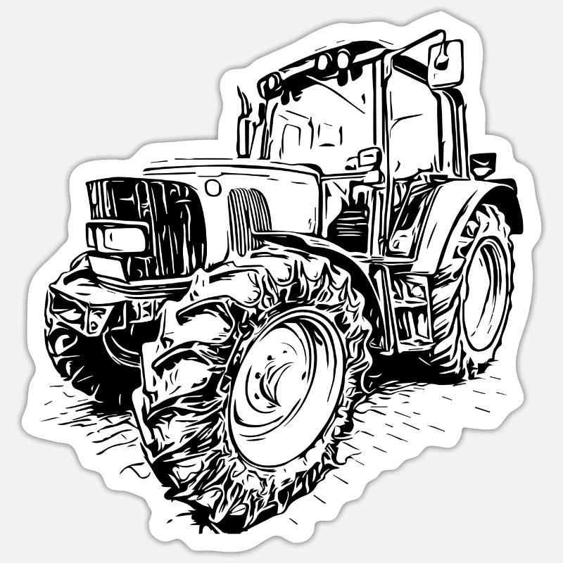 Green JD Tractor - Sticker size S (10 x 10 cm) - white matte