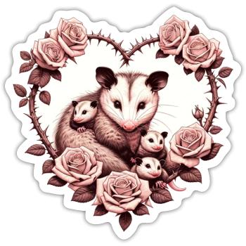 Opossum-Mama - Sticker Größe S (10 x 10 cm) - Mattweiß - Vorne