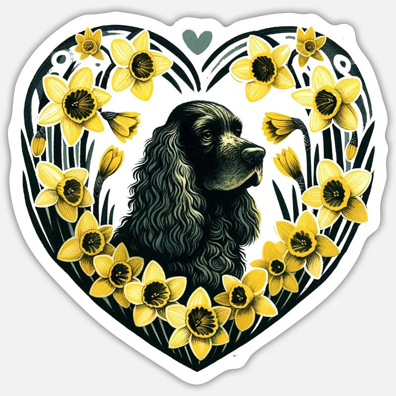 Schwarzer Cocker Spaniel - Sticker Größe S (10 x 10 cm) - Mattweiß