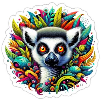 Lemur - Sticker Größe S (10 x 10 cm) - Mattweiß - Vorne