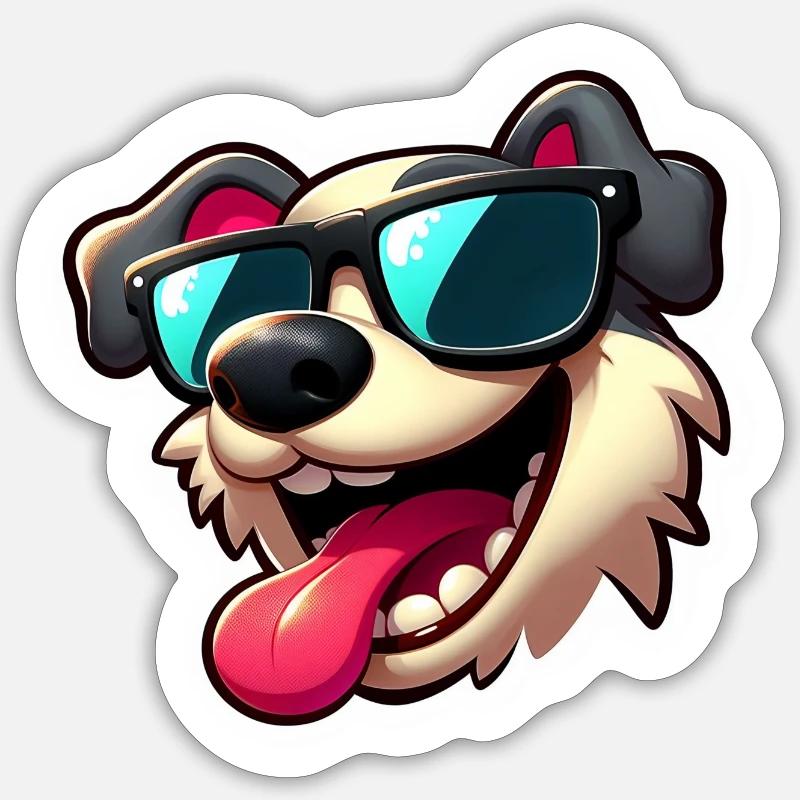 Cooles Hündchen - Sticker Größe S (10 x 10 cm) - Mattweiß