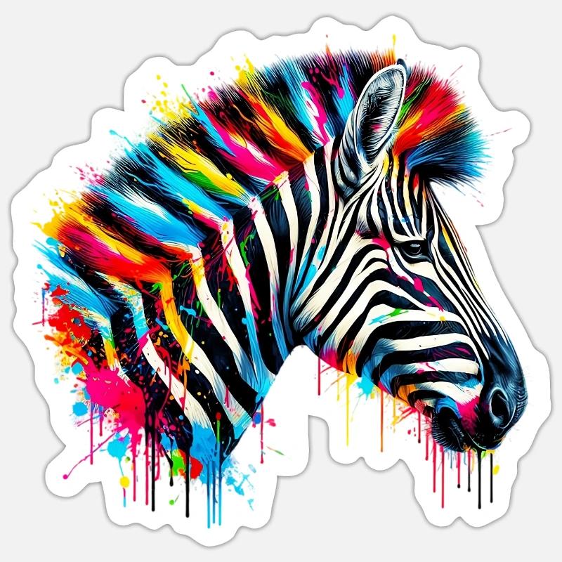 Zebra - Sticker Größe S (10 x 10 cm) - Mattweiß