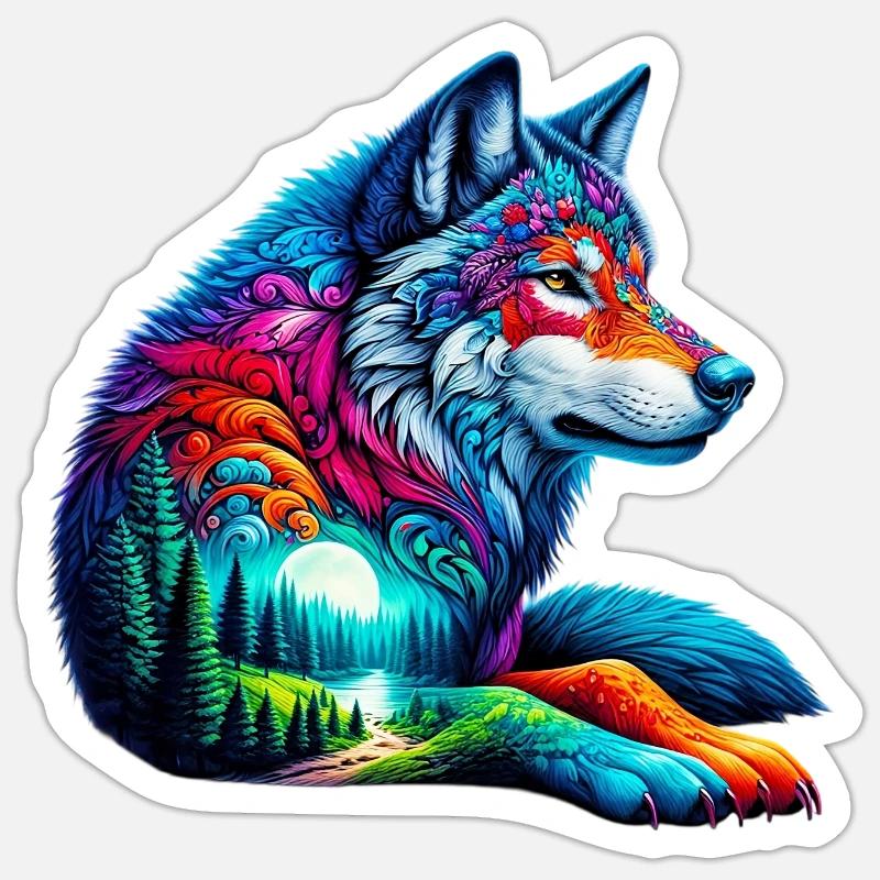 Loup - Sticker taille S (10 x 10 cm) - blanc mat