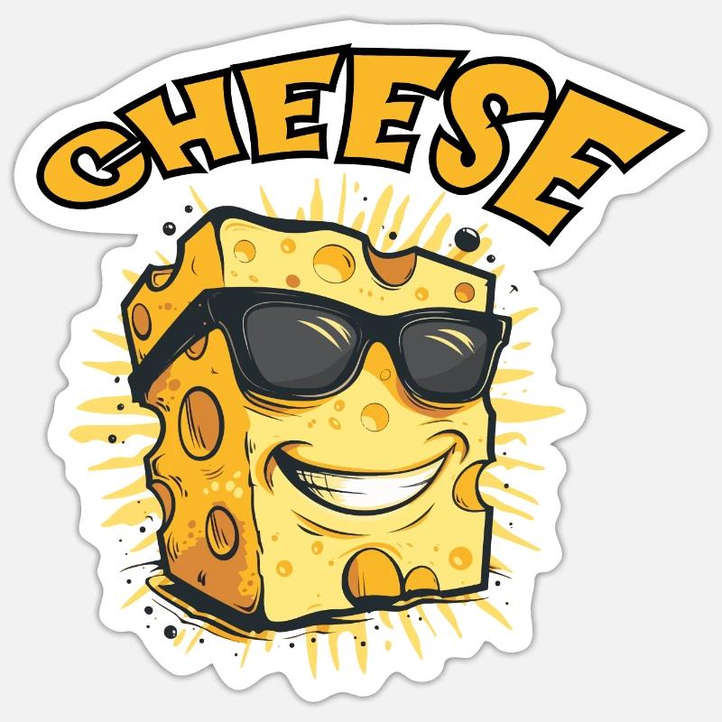 Smiling Cheese - Sticker Größe S (10 x 10 cm) - Mattweiß