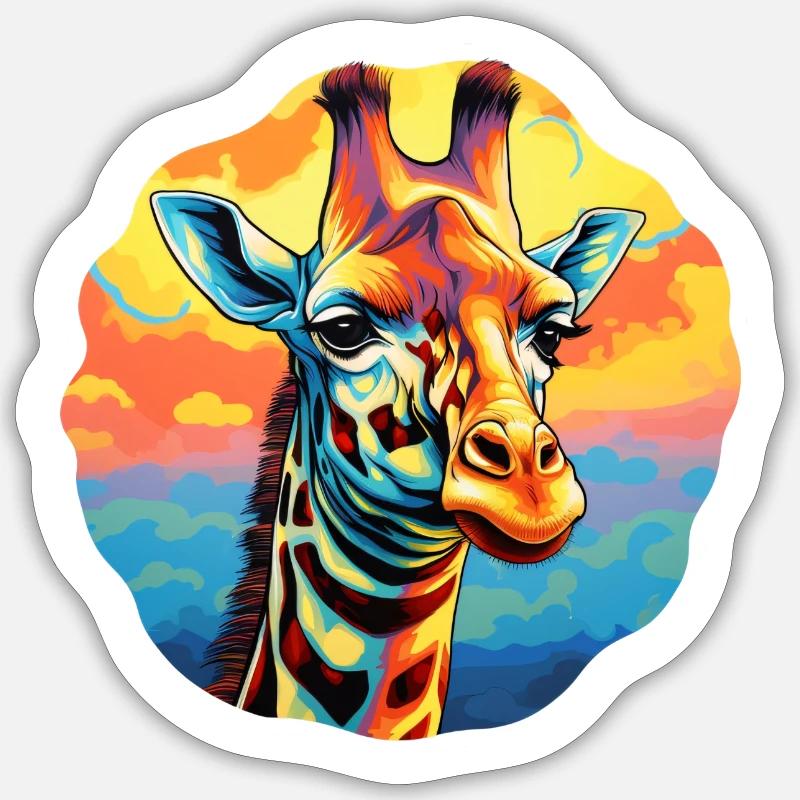 Giraffe Head Psychedelic - Sticker size S (10 x 10 cm) - white matte