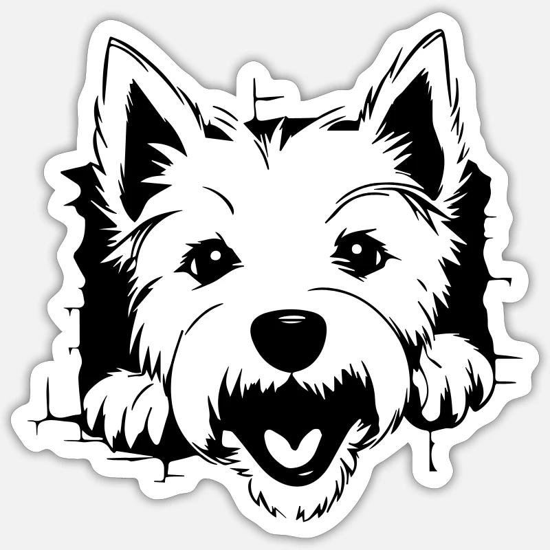 Terrier - Sticker Größe S (10 x 10 cm) - Mattweiß