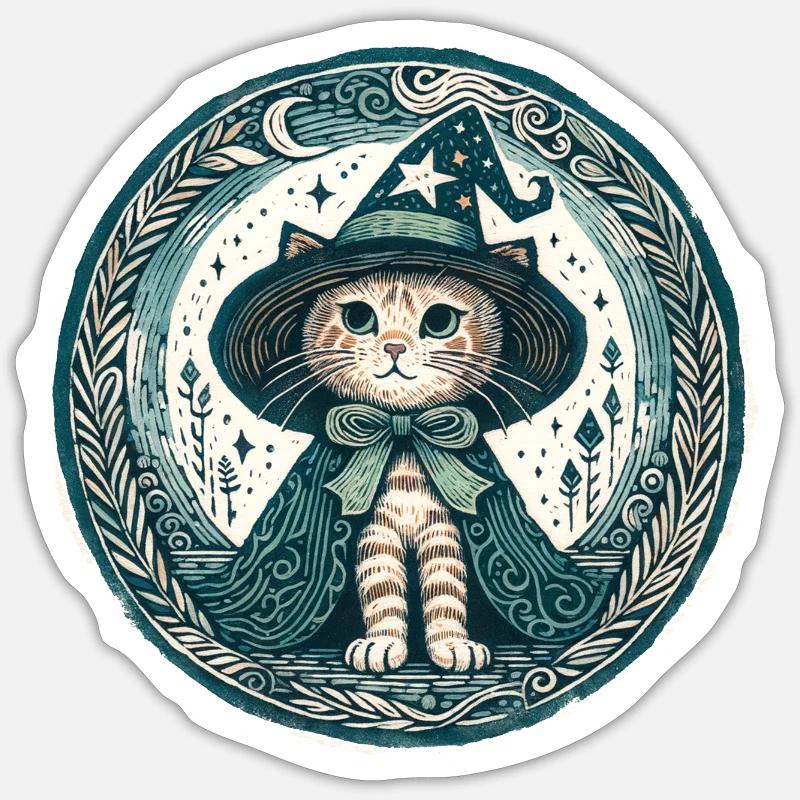 Kitty Cat Wizard Sticker size S (10 x 10 cm)