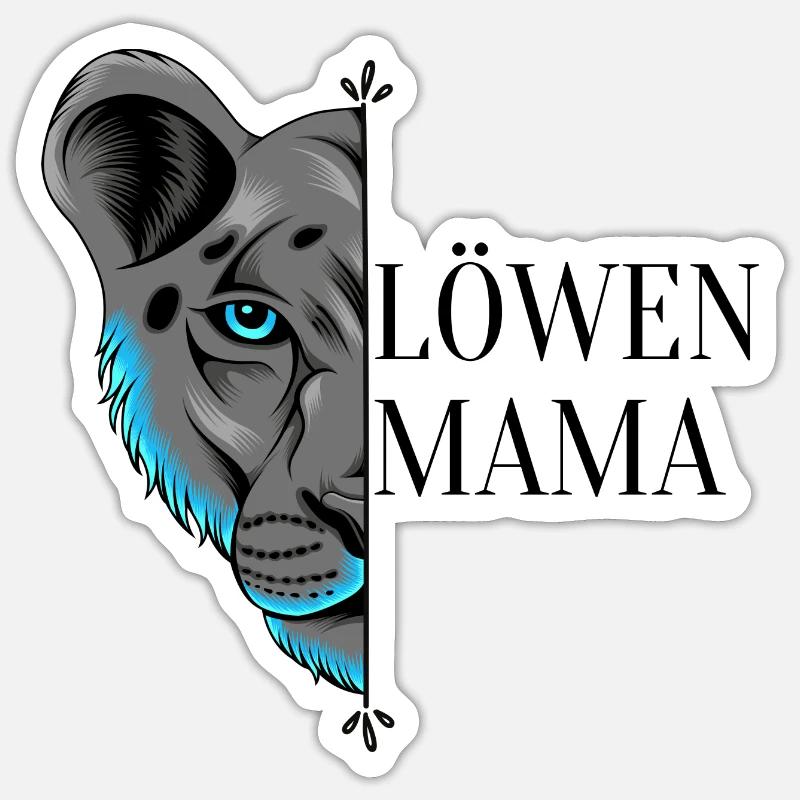 Löwenmama Mama Mutter Motiv Muttertag Geburtstag - Sticker Größe S (10 x 10 cm) - Mattweiß