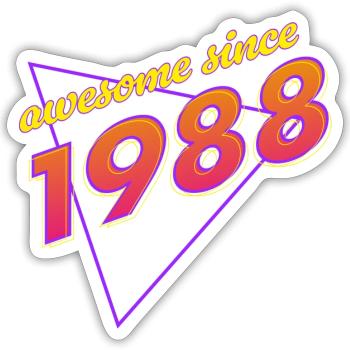 Rétro - Awesome since 1988 - Sticker taille S (10 x 10 cm) - blanc mat - Devant