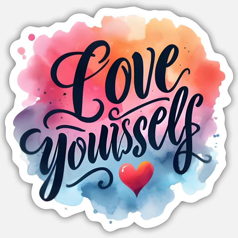 Acceptation de soi Aimez-vous - Sticker taille S (10 x 10 cm) - blanc mat
