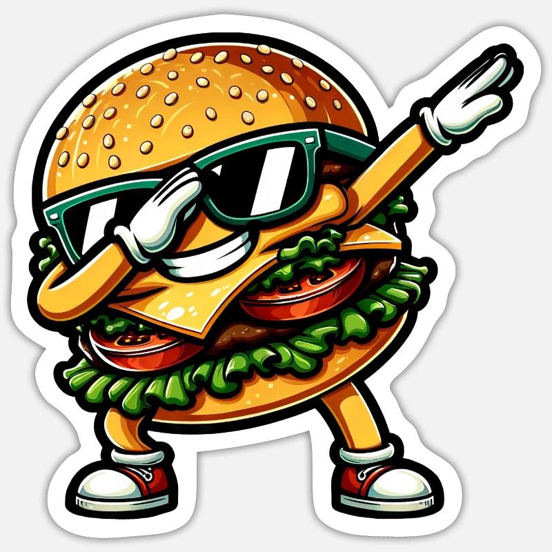 Hamburger & Cheeseburger Dabbing Sticker taille S (10 x 10 cm)