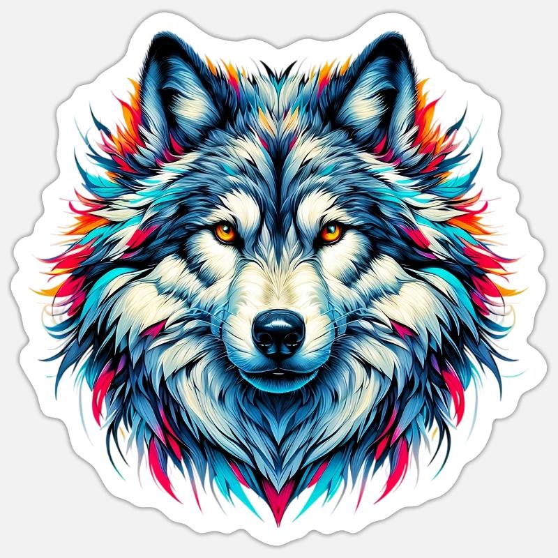 Wolf - Sticker Größe S (10 x 10 cm) - Mattweiß